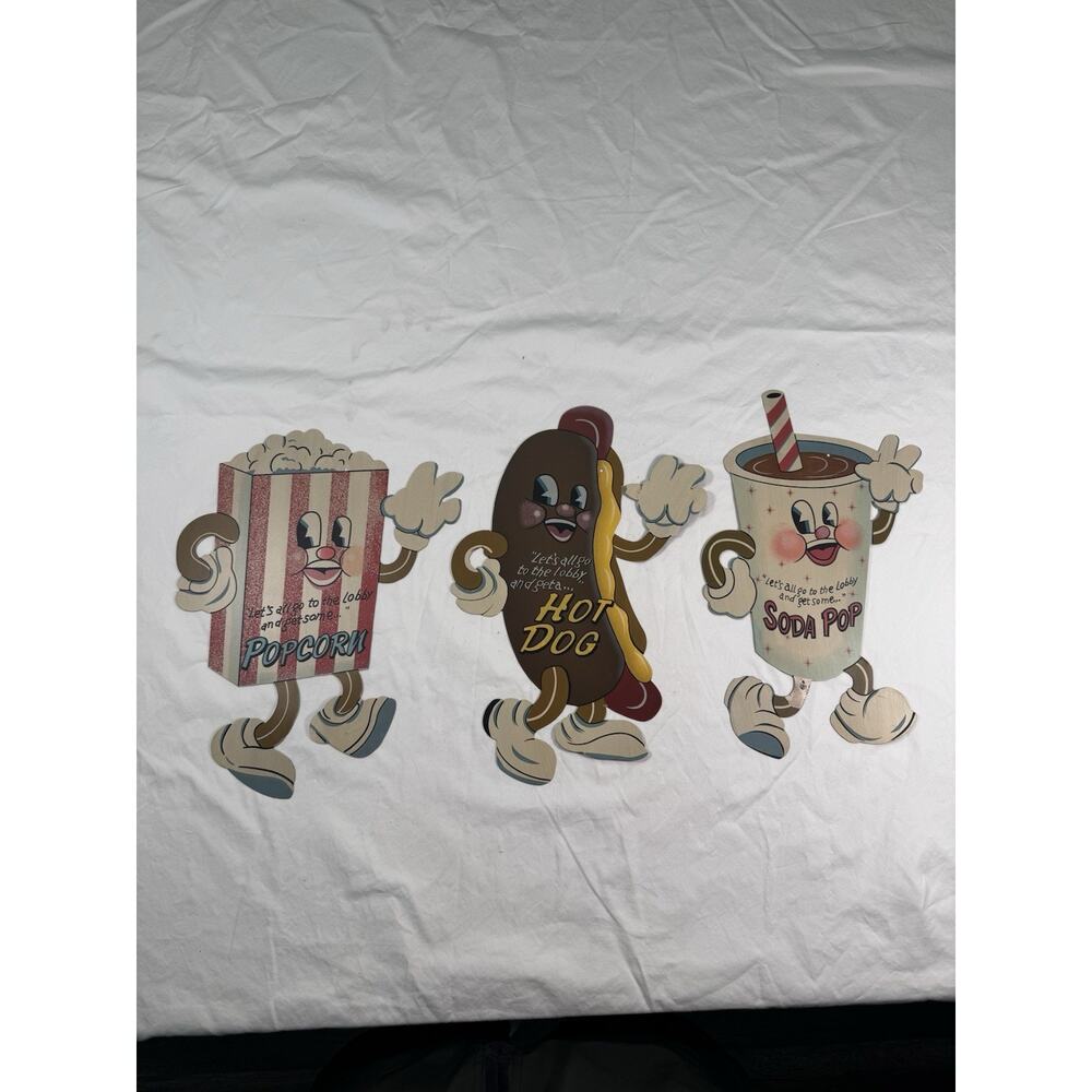 VTG Style Movie Theater Metal Signs. Hotdogs, Popcorn, Pop. Home Theater Decor.